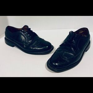 Black Mens Vintage O’Sullivans Wing Tip Dress Shoes Leather Soles Size 9.5D